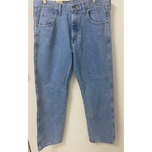 New Wrangler Jeans Mens 34x32 Blue Rugged Wear Relaxed Fit 100%‎ Cotton 35001VI